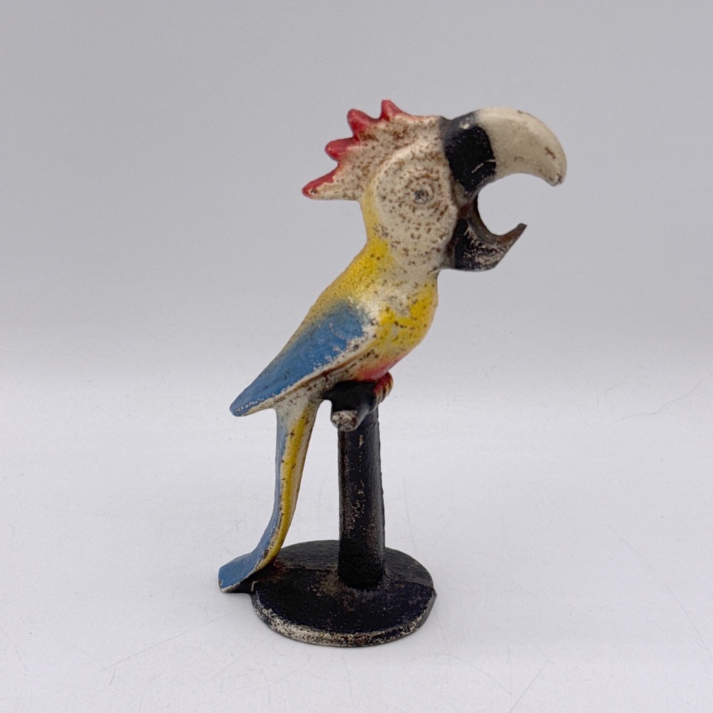 John Wright Parrot Bottle Opener Cast Iron Vtg Bar Ware Original Paint